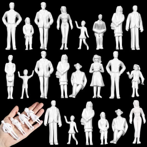 Namalu 50 pezzi Scala 1: 25 Personaggi in Miniatura per Modellismo Mini Figure Diorama Figurine di Persone Bianche Non Verniciate Modello in Scala Architettonica Modellini di Persone per Treno