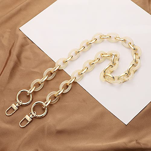 Anevous Catena per borse in acrilico, tracolla di ricambio per borse, catene per borse fai da te, catena da donna, borsa a mano, accessori per borse, colore beige, 60 cm