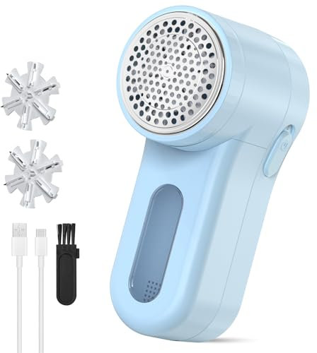 Rasoir Anti Bouloche, 3W Électrique Anti Bouloche pour Vêtements, Rasoir Vetement Anti Peluche Rechargeable avec 2 têtes de Rasage, Rasoir Bouloche pour Pulls, Couvertures, Tapis, Peluches, Canapé