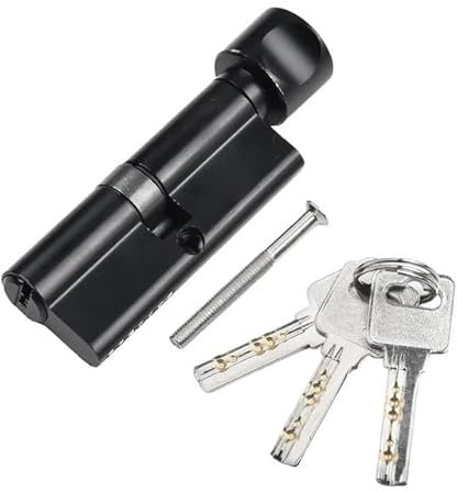 Bombin Cerradura Cerradura Cilindro Cerradura Cerradura de Aluminio Perilla de Puerta Antirrobo Núcleo de Cerradura Cilindro Con 3 Llaves 1 Tornillo for Puerta Antirrobo Cerraduras Antibumping(Noir)