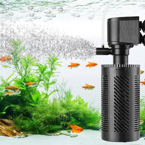 hygger Filtre Interieur Aquarium, 800L/H 10W Adjustable Aquarium Filtre, Quiet Power Fish Tank Filter Pump pour Aquariums for 55-110L Freshwater and Saltwater Tanks