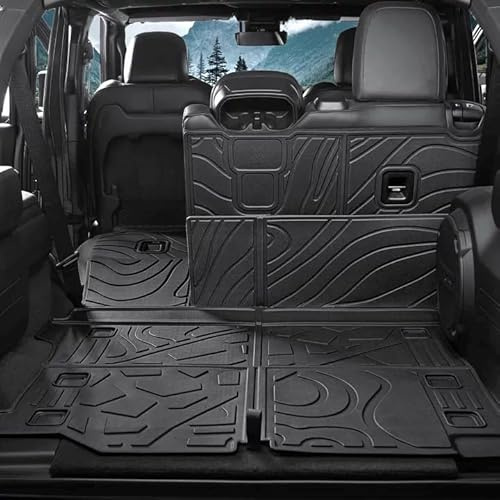 Cargo Mat for 2018-2025 2026 Jeep Wrangler JL (4-Door Unlimitied), Full Coverage All Weather TPE Protector Cargo Mat with Backrest Mat Trunk Mat Cargo Liner for Jeep Wrangler Accessories