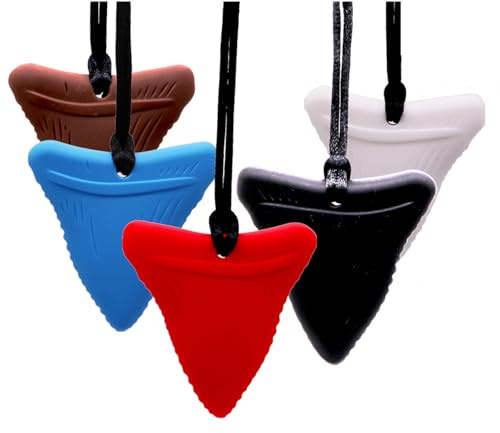 FITULABO Collana sensoriale da masticare, in silicone, per alleviare l'ansia, giocattolo per bambini autistici, motori orali, autismo, ADHD SPD (5 colori)