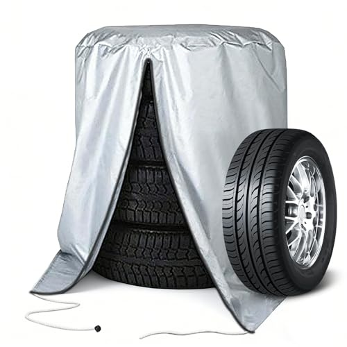 Vexnaro Borse per Pneumatici Auto, Copertura per Pneumatici Impermeabile, Coperture Protettive per Pneumatici, Borsa Custodia Stagionale Auto Argento, Sacca per 4 Pneumatici 18-22 Pollici
