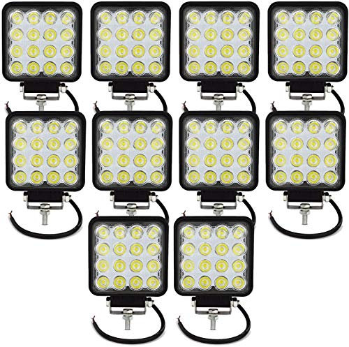 Willpower 10pc LED Scheinwerfer 4‘’ 10cm 48W LED Arbeitsscheinwerfer 12V 24V Flutlicht Zusatzscheinwerfer Auto Rückfahrscheinwerfer Led Wasserdicht für Offroad Traktor SUV ATV Platz