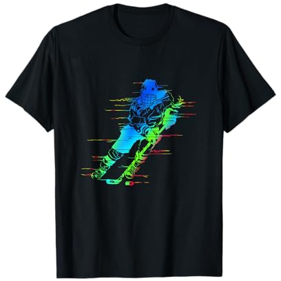 Cool joueur de hockey coloré avec des battes de hockey T-Shirt