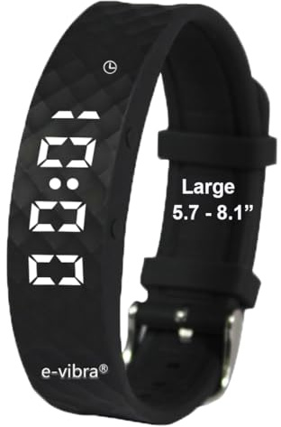 e-vibra Orologio da allenamento con vasino, silenzioso, con timer e 15 allarmi giornalieri (Black - Large)