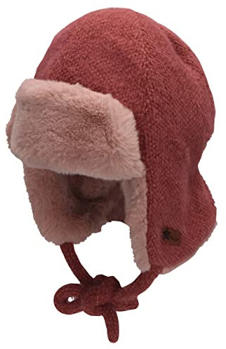 Sterntaler Baby Mädchen Mütze Baby Fliegermütze uni Mütze - Mütze Baby, Kappe Kinder - mit Ohrenklappen und Bindeband - brombeer, 47