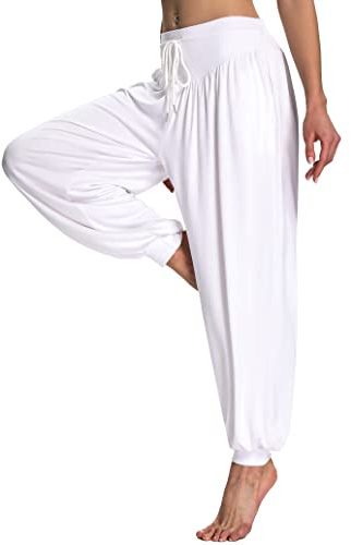 Terecey Haremshose Damen Lang Yoga Hosen Jogginghosen Damen Locker Yogahose Pilates Hose Weit Sweatpants Pluderhosen Yogahosen für Jogging Training Pilates