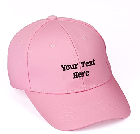 AIVYNA Casquette de Baseball avec Texte ou nom au Choix - 100% Coton - Personnalisée - pour Homme, Femme et Enfant, Rose, Taille Unique