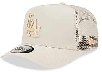 New Era Los Angeles Dodgers MLB Tech Ripstop Beige A-Frame Adjustable Trucker Cap - One-Size