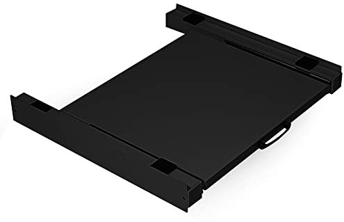 Vonia Zwischenbaurahmen Schwarz für Waschmaschine und Trockner – Stapelkit mit ausziehbarer Arbeitsplatte – Metall, 60 x 54 x 7,5 cm – Tragkraft bis 100 kg