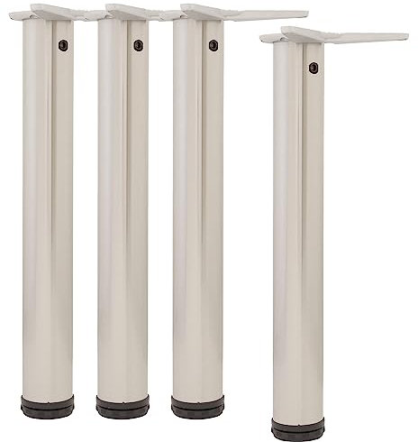 camar Tischfüße verstellbar 700-730mm rund ø 80mm, Metall Tischbeine höhenverstellbar, Stahl verchromt 4 Stück