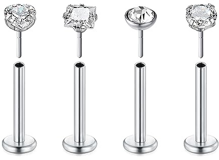 Rajnard Clous d'oreilles en Acier Inoxydable pour Les lèvres, 16G 10mm Bijoux de Piercing pour Le Nez, Argent Labret Tragus Barres d'oreilles de Piercing pour Les Femmes et Les Hommes.