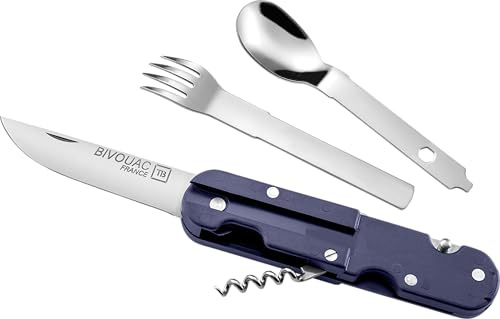 C.A.O. - Bivouac knivar i härdat rostfritt stål bestick - färg blå - längd 23 cm (öppen) 14 cm (stängd) 9 cm (blad)