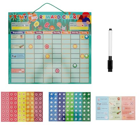 Tutamaz Belohnungstafel für Kinder, Belohnungssystem für Verantwortung, Montessori Magnettafel Belohnungssystem Wochenplaner, Family Plan, Montessori Aufgabenplaner, Routinchen Wochenplaner Kinder
