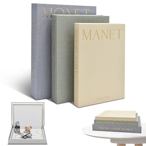 Yiomxhi 3 Piezas Libros Decorativos, Cajas de Almacenamiento con Cierre Magnético, Moderno Apilables Libros Decoración Falsos de Lino para Estanteria, Mesa Café, Sala Estar, Oficina (Gris)