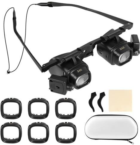 Ainiv Lente d'Ingrandimento per Archetto con Luce a LED, Lente Ingrandimento con Luce, 2X, 6X, 10X, 24X per Modellismo, Leggere, Riparazione Orologi, Ricamo, Artigianato, Modellazione