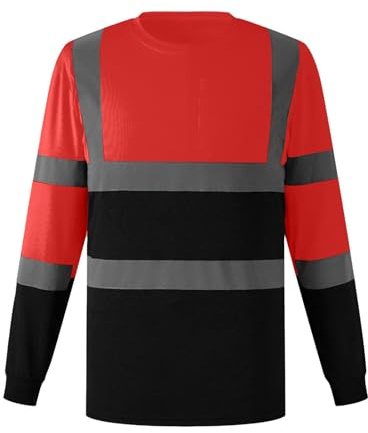 Gefomuofe Maglietta con protezione di avvertimento, da uomo, con strisce riflettenti, a maniche lunghe, di avvertimento, giacca da lavoro, giacca invernale softshell