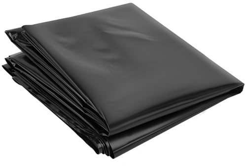 NUTKIT 2M X 3M 580G Thick Black Plastic Sheeting Heavy Duty