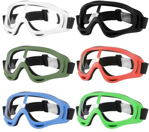Zyiphor 6 Stücke Schutzbrille Kinder, Fahrradbrille Winddichte Schutzbrillen für Kinder und Erwachsene, Einstellbar Geeignet für Labore, Radfahren, Skifahren