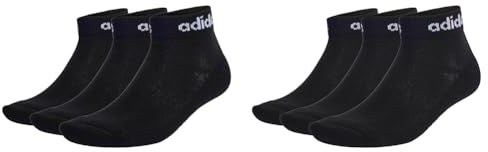 adidas Mixte Think Linear Ankle Socks 3 Pairs, Black/White, 40-42 (Confezione da 2)