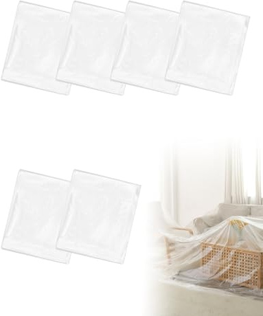 6x Bache Protection 4×5 m – Bache Transparente Exterieur Extra Résistante, Bache Protection Peinture pour Déménagement, Rénovation et Travaux