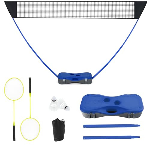 SPOTRAVEL Portable Badminton Net Set, Folding Badminton Net (Blue)