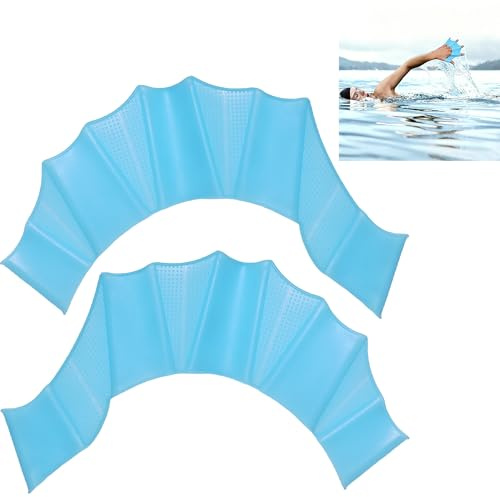 Smaoqingji Gants de Natation en Silicone Palmés - 1 Paire, Bleu, Gants D'entraînement Natation, Adaptés à Divers Sports Nautiques, à L'entraînement de Natation, Exercices dans l'eau et à L'aquagym