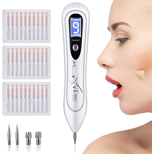 OKEEY Muttermal Entfernen Mole Removal mit aufladbarem Akku Haut Tag Warzen Entferner 9 Stärke Stufen für Gesicht und Körper (Warzen, Nävus, Tattoo) mit LCD-Bildschirm