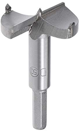 sourcing map Forstner Drill Bits 50mm, Tungsten Carbide Wood Hole Saw Auger Opener Woodworking Hinge Hole Drilling Boring Bit Cutter Gray with Case