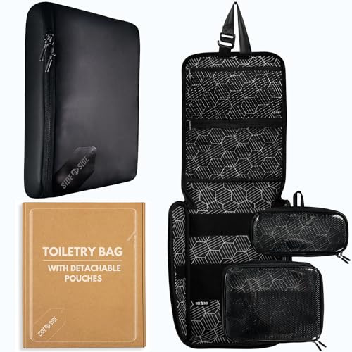 Slim Toiletry Bag for Travel – Flat Hanging Dopp Kit for Men, TSA-Approved Shaving Organizer with Leak-Proof Detachable Pouches, Waterproof & Compact, Gift-Ready