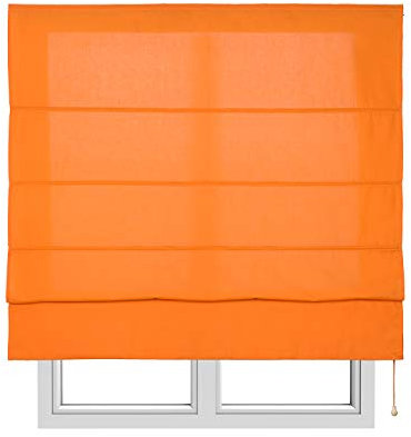 Estores Plegables con Varillas con cordón Estor Plegable Textil translucido para Interior en Ventanas y Puertas Cortinas con cordón Persianas Romanas STORESDECO Naranja 90 x 175 cm