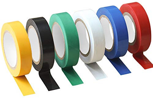 ytorgr 6 Colores Cinta Adhesiva Aislante, Cinta Eléctrica, Rollos de Cinta Aislante de PVC de 16 mm, Cinta Aislante de Colores Longitud total 15 m para Proyectos de Cableado y Reparaciones