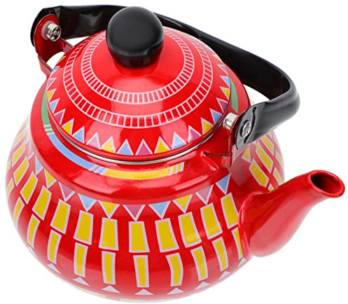 TOPBATHY Emaille Wasserkessel 1.5L Herd Kessel Mit Pfeife Edelstahl Griff Vintage Design Für Gas- Und Induktionsherd Haushalt Wasserkocher