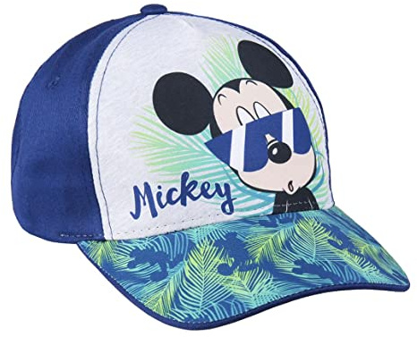 Gorra Infantil de Mickey Mouse - Color Azul - Apta de 2 a 8 Años - Combina Algodón y Poliéster - Gorra para Niños con Velcro Trasero Ajustable - Producto Original Diseñado en España