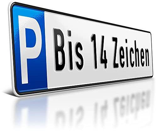 schildEVO 1 Parkplatzschild | 520 x 110 mm | Wunschtext bis zu 14 Zeichen | Parkplatz-Kennzeichen | Privatparkplatz | Individuelle Wunschbeschriftung | DHL-Versand