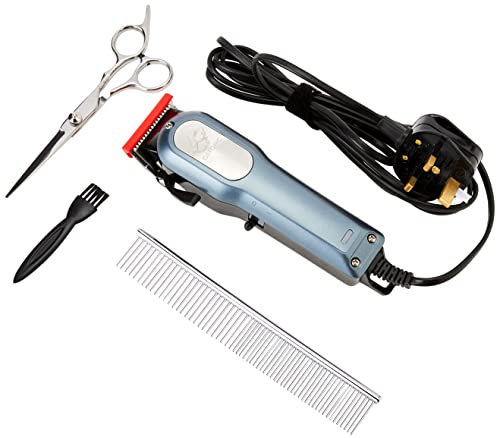 CGZZ Tierhaarschneidemaschine, leistungsstark, Fellpflegeset für Hundehaarreparatur, leiser Katzenschermaschine mit 8 Kammführungen und Zubehör, Hellblau