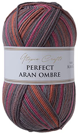 Utopia Crafts Aran Ombre Fil à tricoter et crochet Multicolore 300 g – 600 m (012)
