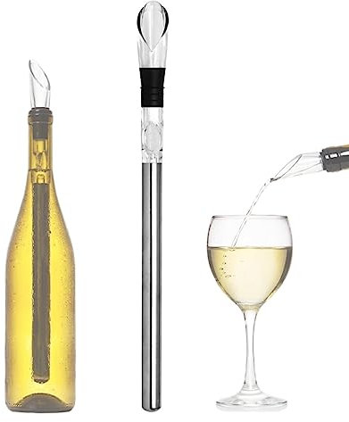 Refrigeratore per vino 3 in 1 in acciaio inox, raffreddamento rapido senza ghiaccio, con aeratore e beccuccio, regalo perfetto per gli amanti del vino