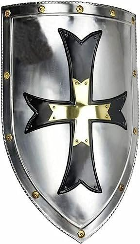 Medieval Crusader Steel Shield 18 Gauge Armor Templar Viking Steel Iron Shield Handmade Battle Warrior Metal Shield For LARP, Cosplay, Renaissance Fairs, Halloween, historical reenactment