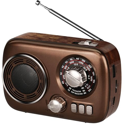 Gelielim Small Portable AM/FM/SW Radio with Bluetooth, Vintage Shortwave Radio with Best Reception, Rechargeable Battery Operated, Loud Speaker, TF/USB/AUX, Emergency Gift for Seniors Home Kitchen