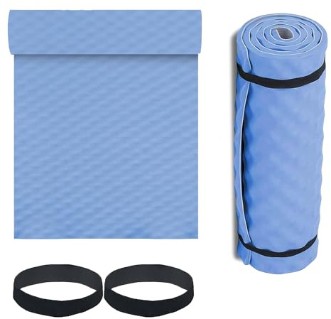 ADVENTURE PEAKS Camping Mat Waterproof EVA Foam Exercise Mat Extra Thick 1.5 CM Lightweight Yoga Mats with Elastic Straps Ideal for Exercise, Camping & Travelling