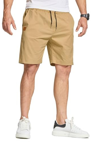 JustSun Pantalones Cortos Hombre Algodon Verano Shorts Casual Chino con Bolsillos