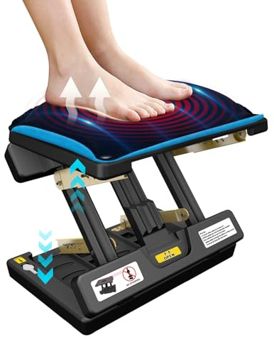 Arejonner Reposapiés plegable, reposapiés para computadora debajo del escritorio, 12 modos de reposapiés ergonómico ajustable para oficina, capacidad de carga de 80 libras, almohadilla de tela suave