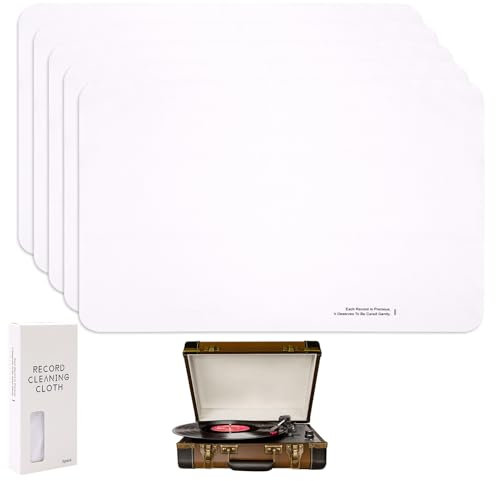 5Pcs Special Cleaning Cloth for Vinyl Records CDs, No Damage to The Disc, Can Be Wetted with Water, Lint Free Microfibre Cloth Absorbent Pad (White)