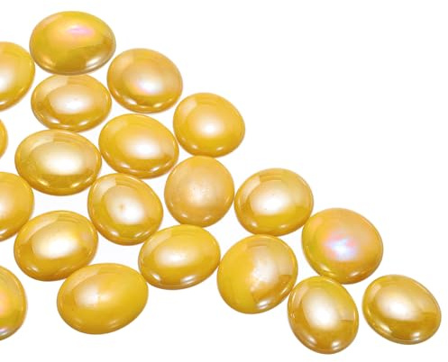 MECCANIXITY Glass Beads,Flat Glass Gemstone Bright Yellow 0.22lbs (0.47-0.87) Glass Marbles Pebbles for Vase Fillers Aquarium Decor DIY Craft