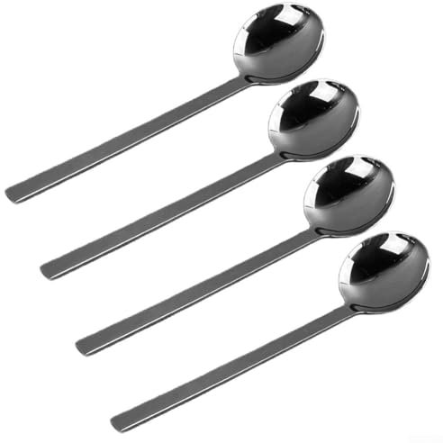 Besttoolifes 4 cucchiai per latte macchiato, cucchiaio lungo per ghiaccio, in acciaio inox 304, per longdrink, dessert, caffè, cocktail, riso, yogurt