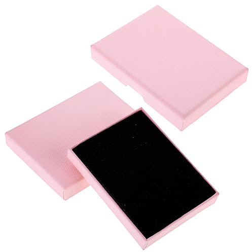 2Pcs Jewelry Gift Boxes, Small Jewelry Box Necklace Organizer Box with Lids for Necklaces Rings Bracelets Earrings Kraft Cardboard Gift Boxes for Birthday Wedding Party Favors (Pink)
