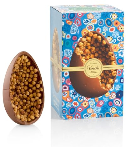Venchi - Huevo de Chocolate, Sabor Chocolate con Leche, con Avellana Piamonte Enteras, con Sorpresa, Sin Gluten, 540 gr, Colección Pascua, Idea Regalo